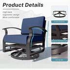ALAULM 3 PCS Patio Furniture Set, Outdoor Aluminum Swivel Gliders Rocker, Patio Bistro Set Rocking Chair w/Cushions & coffee table