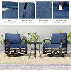 ALAULM 3 PCS Patio Furniture Set, Outdoor Aluminum Swivel Gliders Rocker, Patio Bistro Set Rocking Chair w/Cushions & coffee table