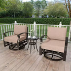 ALAULM 3 PCS Patio Furniture Set, Outdoor Aluminum Swivel Gliders Rocker, Patio Bistro Set Rocking Chair w/Cushions & coffee table