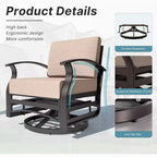ALAULM 3 PCS Patio Furniture Set, Outdoor Aluminum Swivel Gliders Rocker, Patio Bistro Set Rocking Chair w/Cushions & coffee table