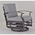 ALAULM 3 PCS Patio Furniture Set, Outdoor Aluminum Swivel Gliders Rocker, Patio Bistro Set Rocking Chair w/Cushions & coffee table