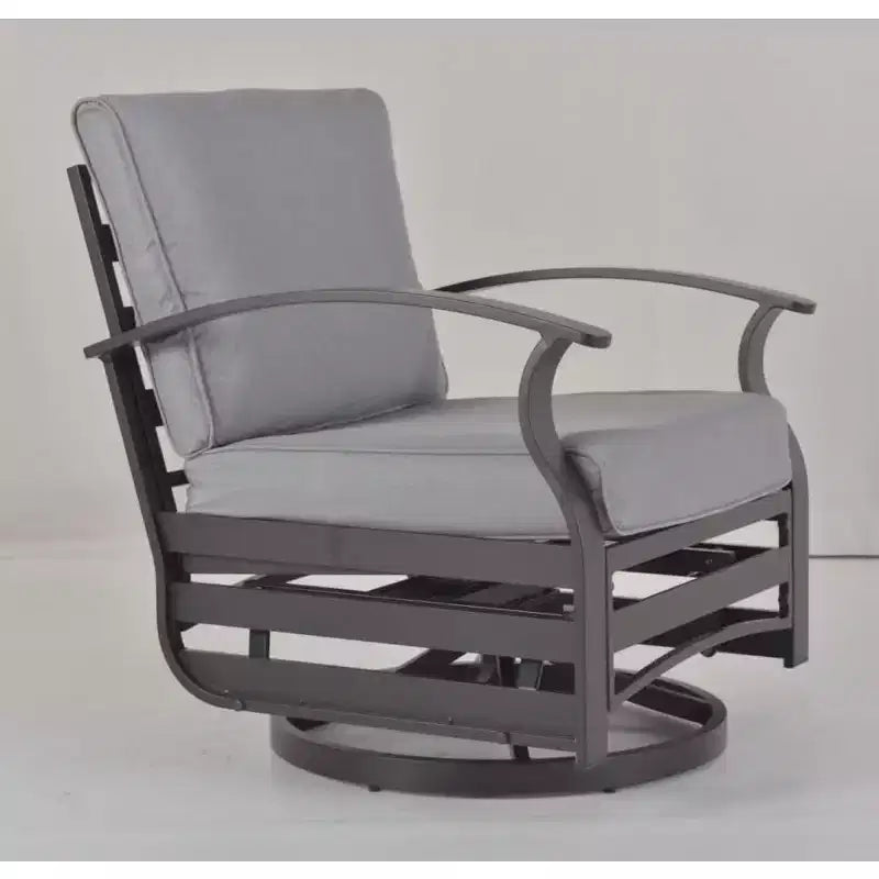 ALAULM 3 PCS Patio Furniture Set, Outdoor Aluminum Swivel Gliders Rocker, Patio Bistro Set Rocking Chair w/Cushions & coffee table