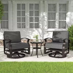 ALAULM 3 PCS Patio Furniture Set, Outdoor Aluminum Swivel Gliders Rocker, Patio Bistro Set Rocking Chair w/Cushions & coffee table