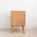 GDFStudio Nydia Solid Oak Wood and Rattan 21.26H Nightstand with Two Drawers