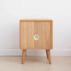 GDFStudio Nydia Solid Oak Wood and Rattan 21.26H Nightstand with Two Drawers