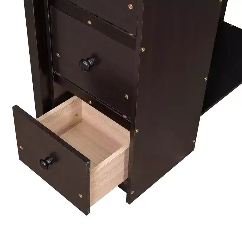 Whisen 94.40''L  41.80''W Modern Design Twin Size Wooden Loft Bed with Storage Drawers, Desk and Stairs