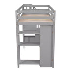 Whisen 94.40''L  41.80''W Modern Design Twin Size Wooden Loft Bed with Storage Drawers, Desk and Stairs