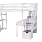 Whisen 94.40''L  41.80''W Modern Design Twin Size Wooden Loft Bed with Storage Drawers, Desk and Stairs