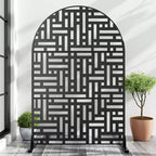 PexFix 72 in. x 47 in. Outdoor Privacy Arch Screen Galvanized Steel Panel Divider in Black