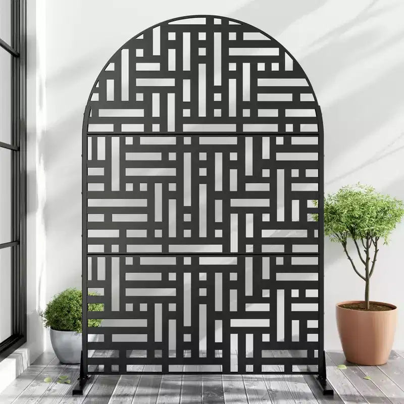 PexFix 72 in. x 47 in. Outdoor Privacy Arch Screen Galvanized Steel Panel Divider in Black