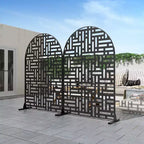 PexFix 72 in. x 47 in. Outdoor Privacy Arch Screen Galvanized Steel Panel Divider in Black