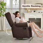 Heynemo Swivel Recliner Chair, Comfy Glider Rocking Chairs with Pillow and Footrest, Swivel Rocking Chair for Bedroom,Nursery