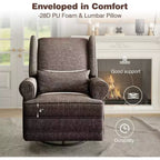 Heynemo Swivel Recliner Chair, Comfy Glider Rocking Chairs with Pillow and Footrest, Swivel Rocking Chair for Bedroom,Nursery