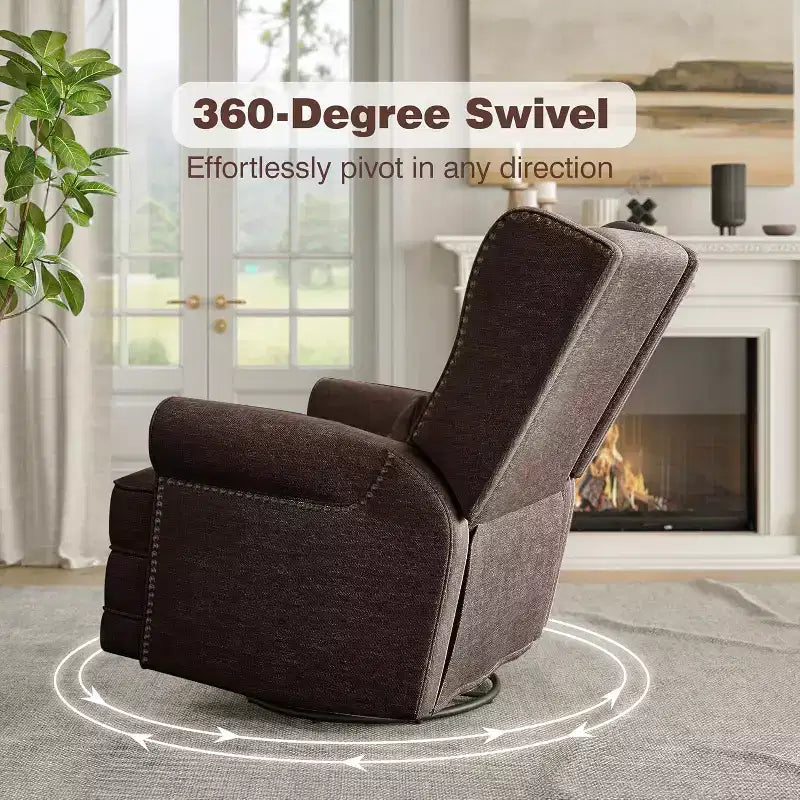 Heynemo Swivel Recliner Chair, Comfy Glider Rocking Chairs with Pillow and Footrest, Swivel Rocking Chair for Bedroom,Nursery