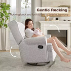 Heynemo Swivel Recliner Chair, Comfy Glider Rocking Chairs with Pillow and Footrest, Swivel Rocking Chair for Bedroom,Nursery