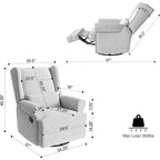 Heynemo Swivel Recliner Chair, Comfy Glider Rocking Chairs with Pillow and Footrest, Swivel Rocking Chair for Bedroom,Nursery