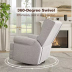 Heynemo Swivel Recliner Chair, Comfy Glider Rocking Chairs with Pillow and Footrest, Swivel Rocking Chair for Bedroom,Nursery