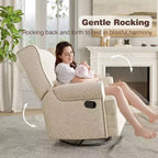 Heynemo Swivel Recliner Chair, Comfy Glider Rocking Chairs with Pillow and Footrest, Swivel Rocking Chair for Bedroom,Nursery