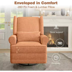 Heynemo Swivel Recliner Chair, Comfy Glider Rocking Chairs with Pillow and Footrest, Swivel Rocking Chair for Bedroom,Nursery