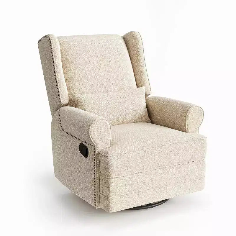 Heynemo Swivel Recliner Chair, Comfy Glider Rocking Chairs with Pillow and Footrest, Swivel Rocking Chair for Bedroom,Nursery