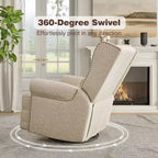 Heynemo Swivel Recliner Chair, Comfy Glider Rocking Chairs with Pillow and Footrest, Swivel Rocking Chair for Bedroom,Nursery