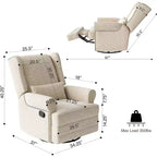 Heynemo Swivel Recliner Chair, Comfy Glider Rocking Chairs with Pillow and Footrest, Swivel Rocking Chair for Bedroom,Nursery