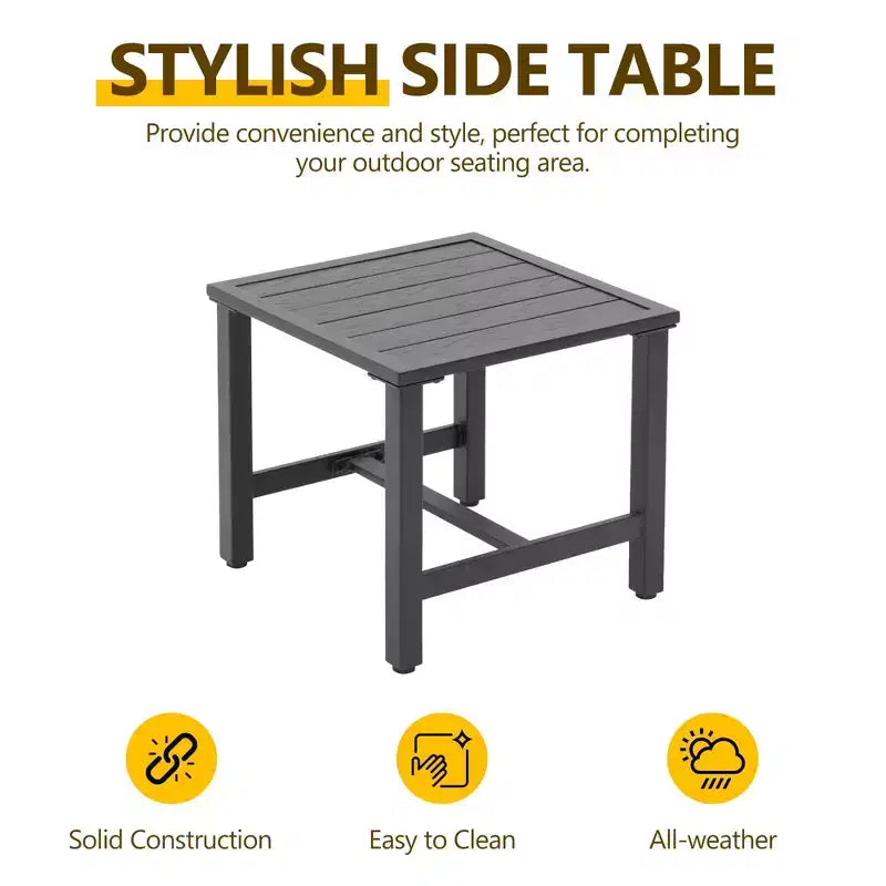 Heynemo 3 Pieces Patio Bistro Set with Swivel Chair and Small Side Table, All Weather Rattan Chairs with Water-Resistant Cushions & Metal Frame
