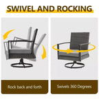 Heynemo 3 Pieces Patio Bistro Set with Swivel Chair and Small Side Table, All Weather Rattan Chairs with Water-Resistant Cushions & Metal Frame