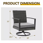 Heynemo 3 Pieces Patio Bistro Set with Swivel Chair and Small Side Table, All Weather Rattan Chairs with Water-Resistant Cushions & Metal Frame