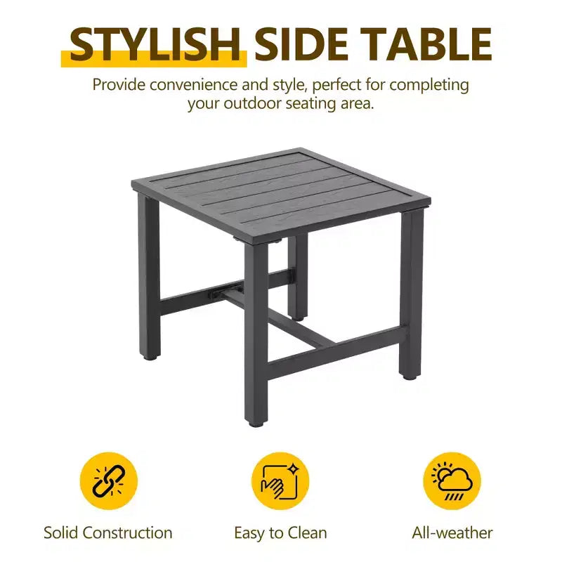 Heynemo 3 Pieces Patio Bistro Set with Swivel Chair and Small Side Table, All Weather Rattan Chairs with Water-Resistant Cushions & Metal Frame