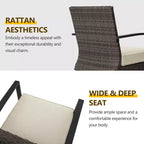 Heynemo 3 Pieces Patio Bistro Set with Swivel Chair and Small Side Table, All Weather Rattan Chairs with Water-Resistant Cushions & Metal Frame
