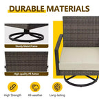 Heynemo 3 Pieces Patio Bistro Set with Swivel Chair and Small Side Table, All Weather Rattan Chairs with Water-Resistant Cushions & Metal Frame