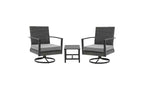 Heynemo 3 Pieces Patio Bistro Set with Swivel Chair and Small Side Table, All Weather Rattan Chairs with Water-Resistant Cushions & Metal Frame