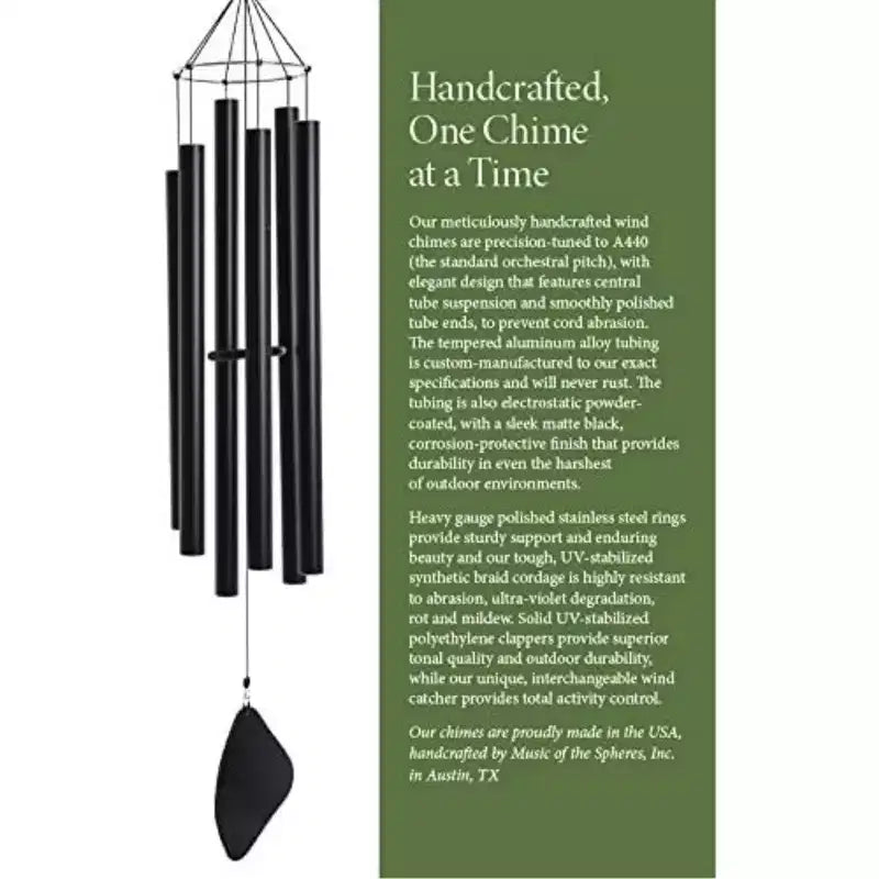 Music of the Spheres Pentatonic Mezzo, Small-Medium Handcrafted, Precision Tuned, Weather Resistant Unique Outdoor Wind Chime, 38