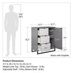 Monterey 1 Door / 3 Drawer Accent Cabinet, Faux Wave Pattern with Graphite