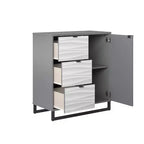 Monterey 1 Door / 3 Drawer Accent Cabinet, Faux Wave Pattern with Graphite