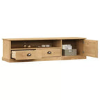 vidaXL VIGO Pine Wood TV Stand Entertainment Center with Storage - Honey Wax Finish, Metal Handles, 61.4 W x 15.7 H