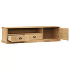 vidaXL VIGO Pine Wood TV Stand Entertainment Center with Storage - Honey Wax Finish, Metal Handles, 61.4 W x 15.7 H