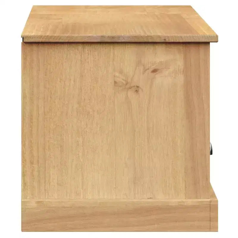 vidaXL VIGO Pine Wood TV Stand Entertainment Center with Storage - Honey Wax Finish, Metal Handles, 61.4 W x 15.7 H