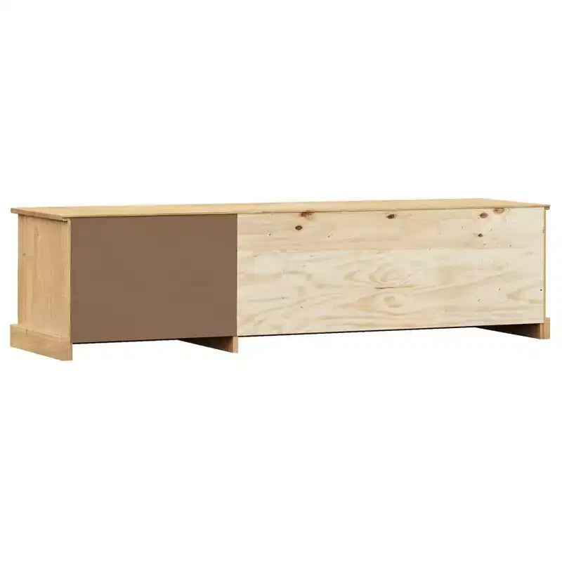 vidaXL VIGO Pine Wood TV Stand Entertainment Center with Storage - Honey Wax Finish, Metal Handles, 61.4 W x 15.7 H