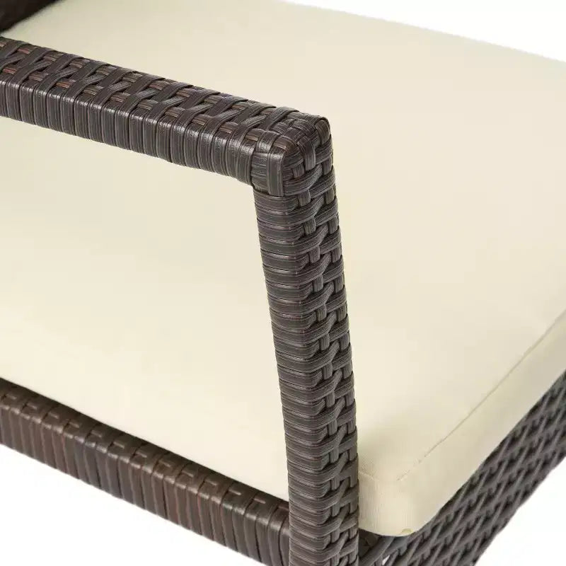 Christopher Knight Home Sloane Outdoor Acacia Wood and Wicker 3 Piece Bistro Set with Cushions