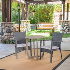 Christopher Knight Home Sloane Outdoor Acacia Wood and Wicker 3 Piece Bistro Set with Cushions