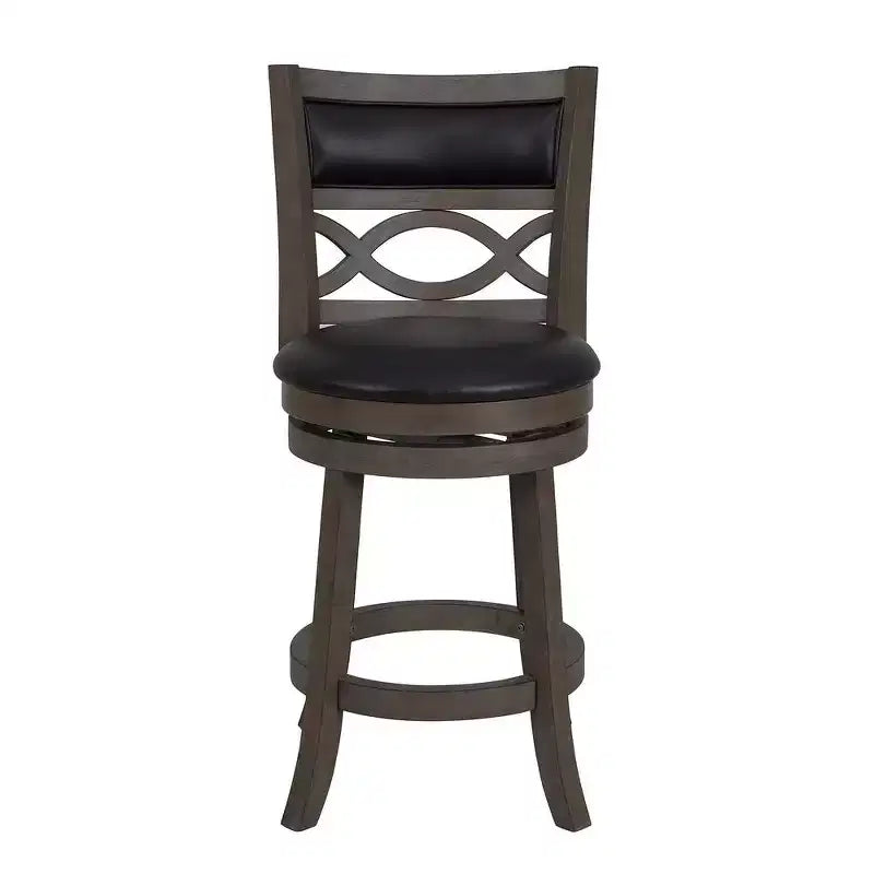 New Classic Furniture, Manchester Gray Wood Swivel Counter Stool With Pu Seat
