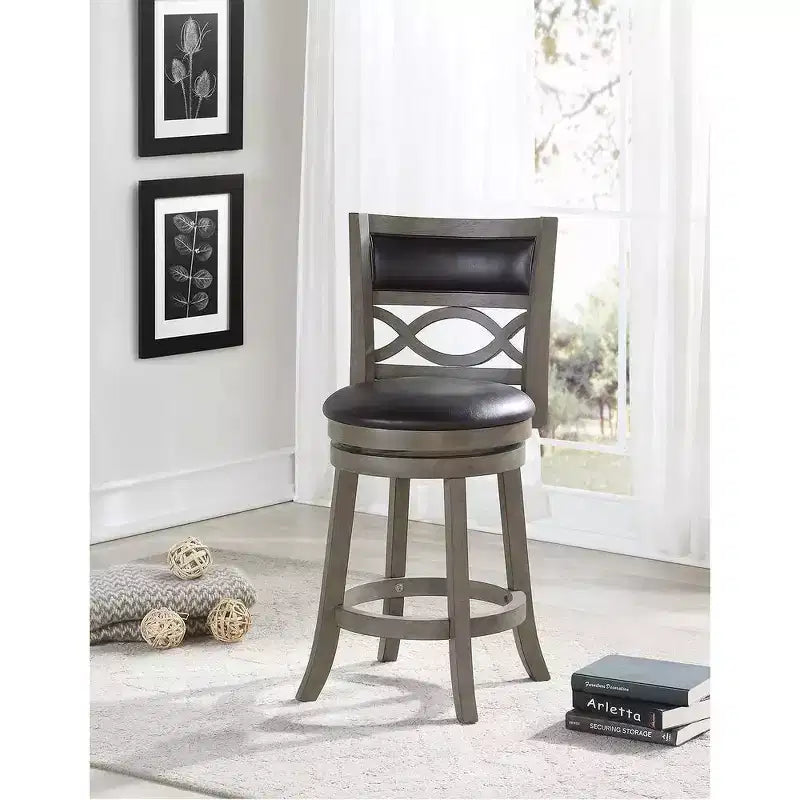 New Classic Furniture, Manchester Gray Wood Swivel Counter Stool With Pu Seat