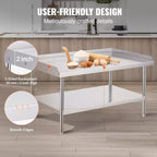 VEVOR Stainless Steel Work Table, 30 x 48 x 26 Inch Commercial Food Prep Worktable, 3-Sided Backsplash Heavy Duty Prep Worktable, Metal Work Table