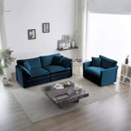 Stylish Chenille Living Room Set: 2-Seater and Chair