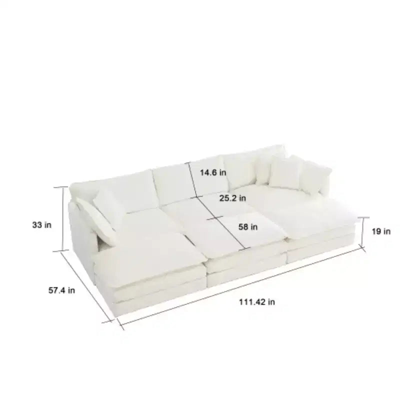 Contemporary 3-Piece Sectional - Oversized, Deep Seats, Modern Style