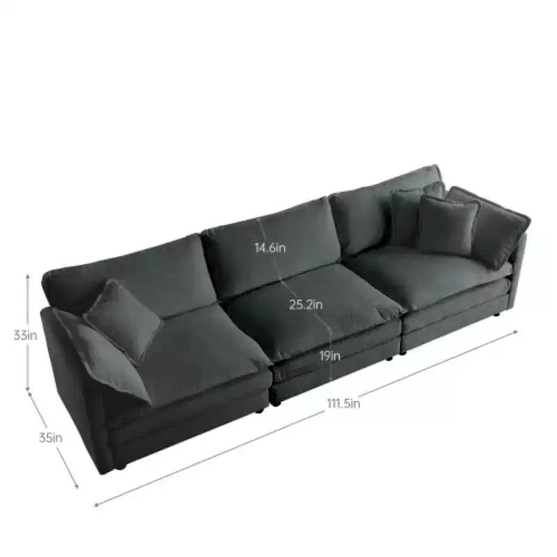 Contemporary 3-Piece Sectional - Oversized, Deep Seats, Modern Style