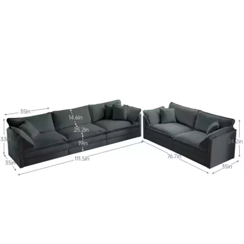 Modern Sofa Set for Living Room, Sofa Set of 2 Chenille Couch, 2+3 Seater Sofa Set Deep Seat Sofa