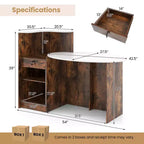 Costway Reception Desk with Lockable Drawer & Adjustable Shelf Oval Tabletop for Store White/Black
